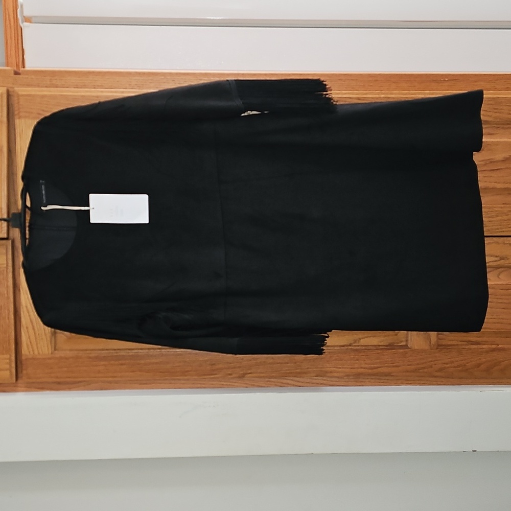Zara Trafaluc collection black fringed midi dress